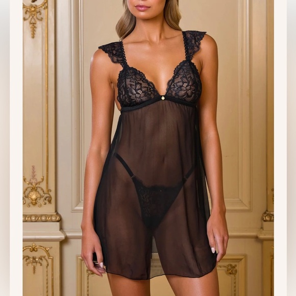 Gooseberry Intimates Coquette Slip Dress Black Size XS - Picture 3 of 13